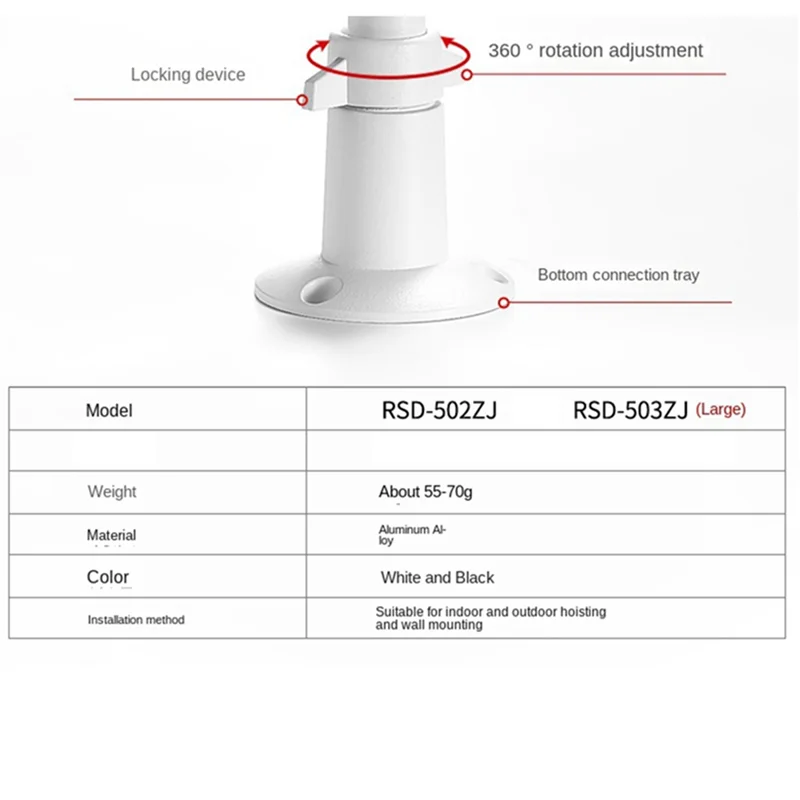 Parede e teto Security Bracket para câmera, montagem ajustável, interior e exterior