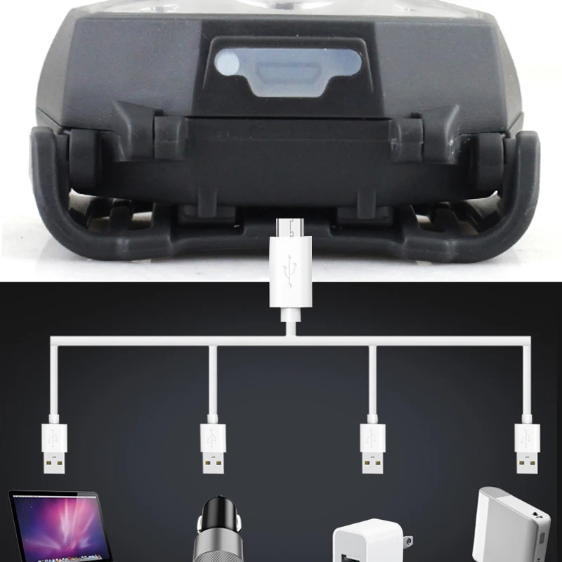 Q5 LED headlight headlamp Body IR Sensor Head Torch flashlight Light Lamp Built in Micro USB Rechargeable battery