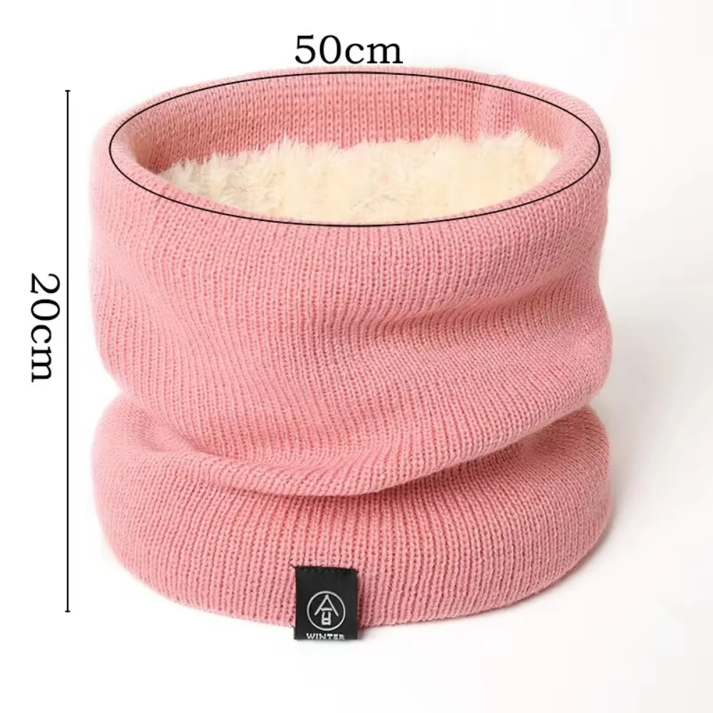 Unisex Solid Cashmere Plush Warm Winter Ring Scarf Women Men Knitted Full Face Mask Snood Neck Windproof Scarves Thick Muffler