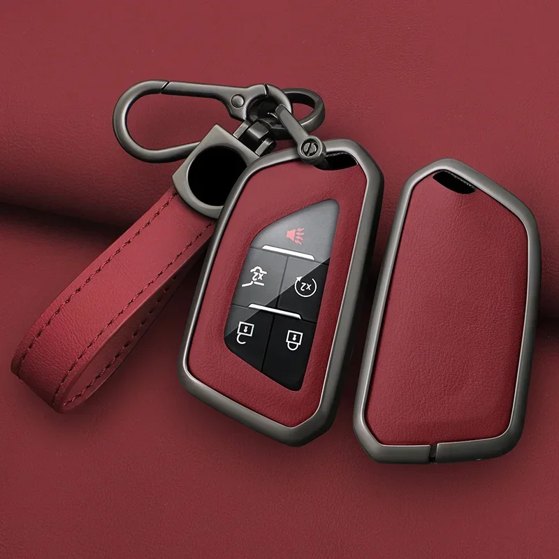 

Zinc Alloy Car Key Case Cover Protector Fob For Cadillac CT4 CT4-V CT5 C8 Corvette 2018 - 2021 Keyless Shell Auto Accessories