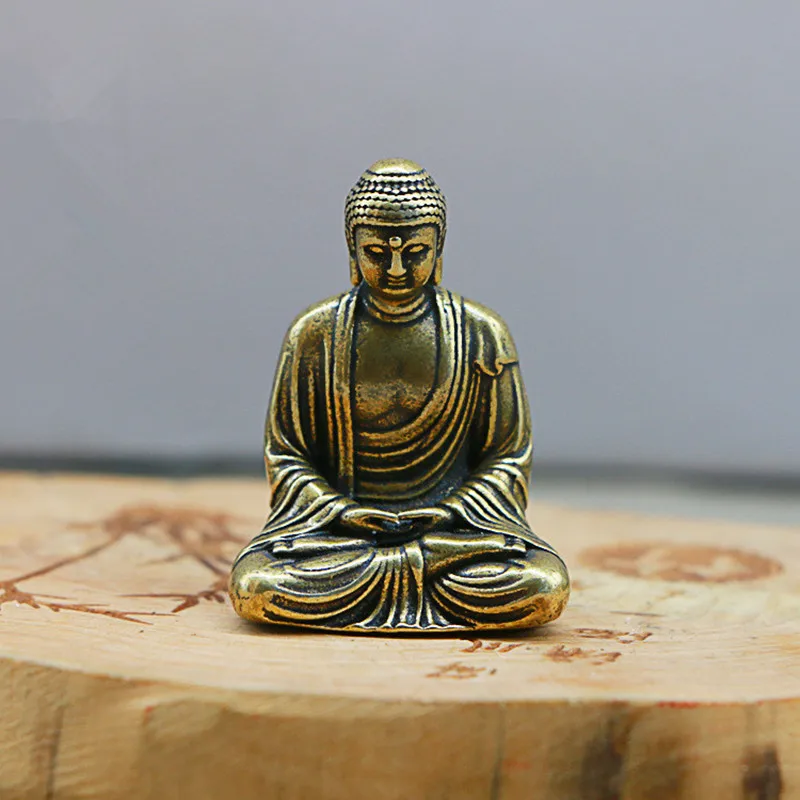 Mini Brass Buddha Statue Pocket Zen Buddha Copper Indian Thailand Character Sculpture Home Desk Car Decoration Ornaments