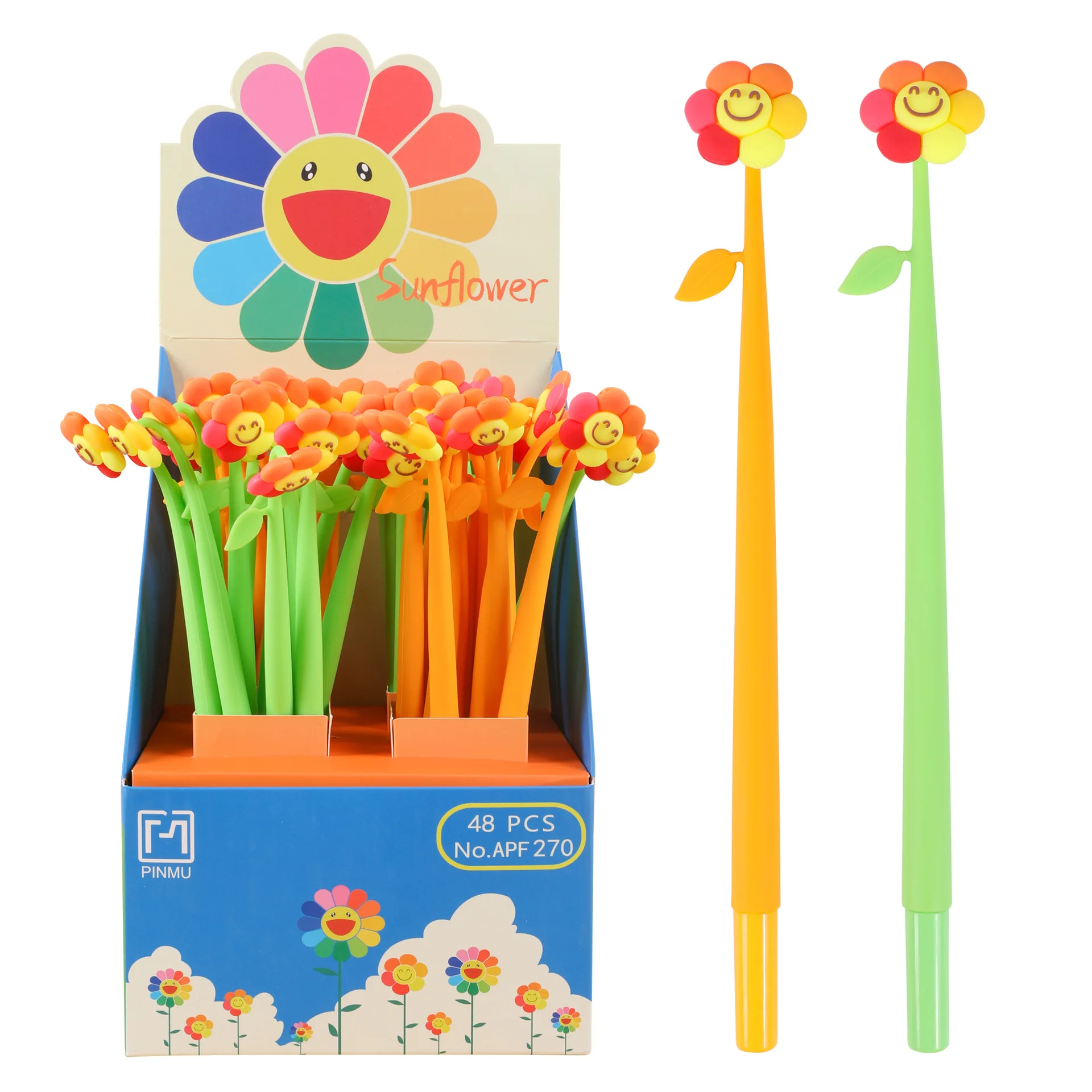 48PCS Creative Cute Flower Soft Silicone Black Neutral Pen Student Stationery Office Signature Pen Spot