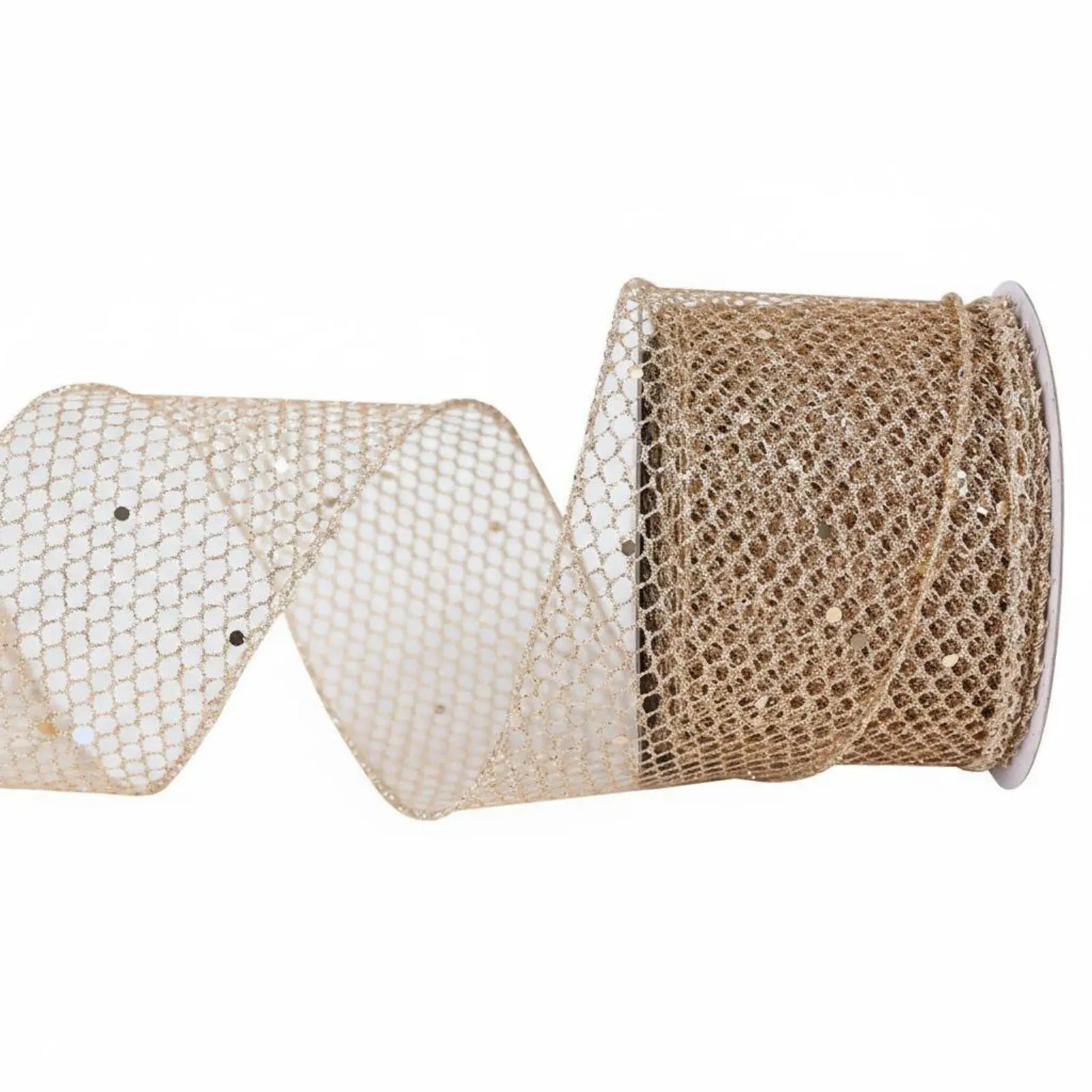 Wire Edge Mesh Ribbon Glitter Hollow Weave Decorative Roll for Wreath Making Party Decor DIY Projects