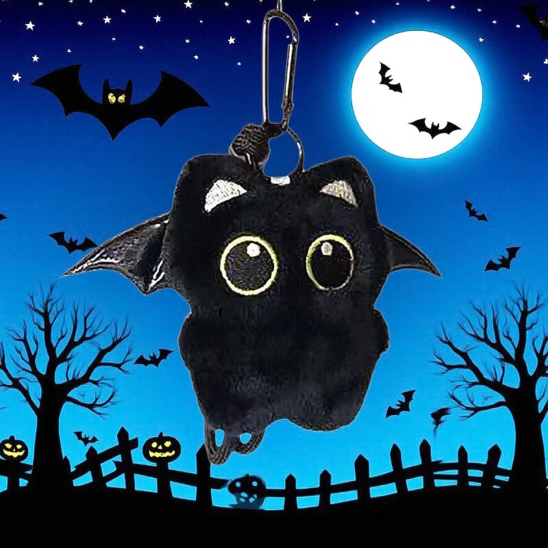 Ghost Wing Black Cat Pendant With Big Eyes Punk Goth Keychain For Bag Backpack Purse Gothic Lolita Aesthetic School Supplies