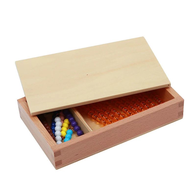 몬테소리 구슬 교구 세구인 틴 보드용 홀더 포함 진주 막대 & 1-9 색깔 구슬 계단 수학 장난감 어린이 숫자 세기 게임