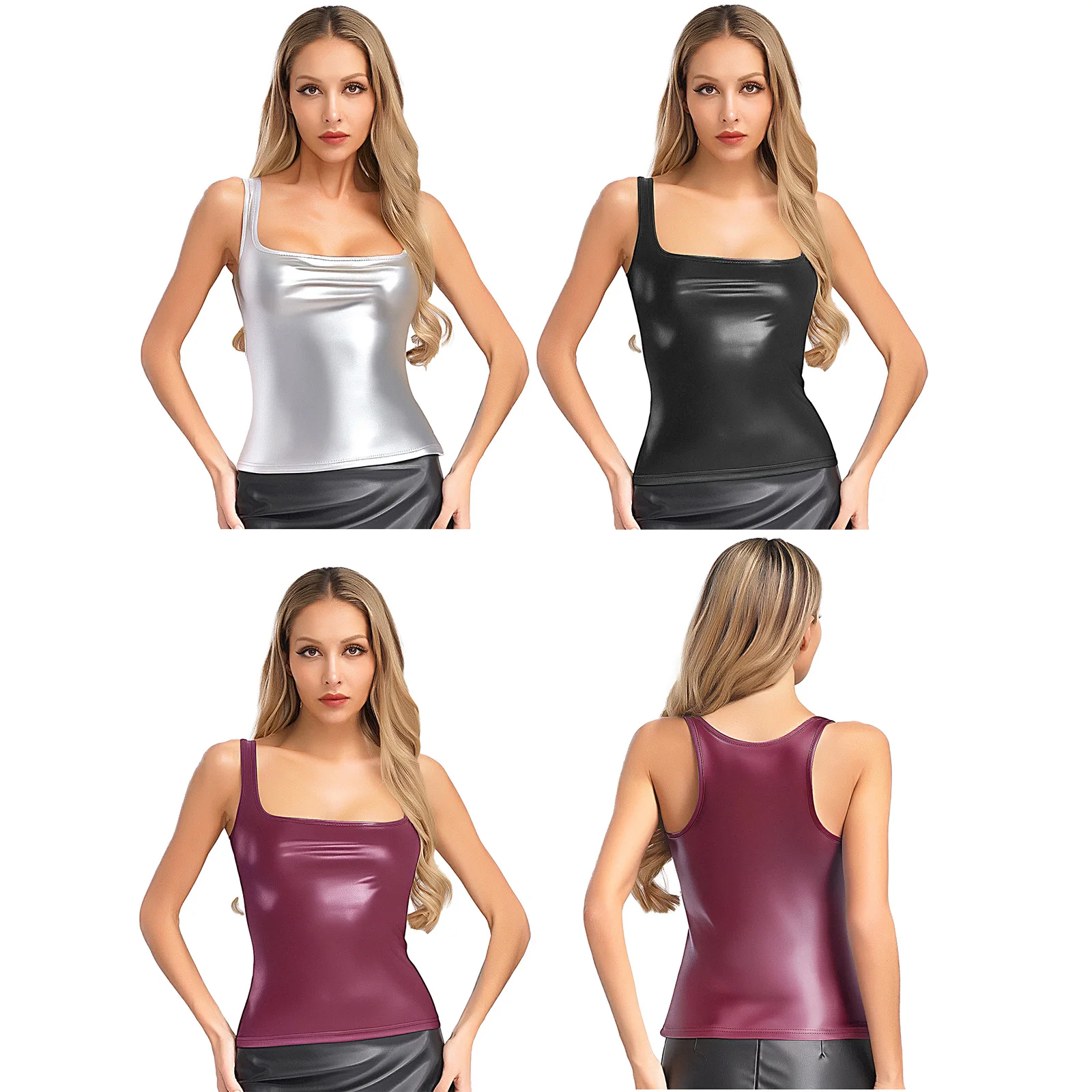 Camisola metálica brillante para mujer, camiseta sin mangas, chaleco, camisetas sin mangas ajustadas, camisetas sin mangas, moda urbana, fiesta, Club, uso diario