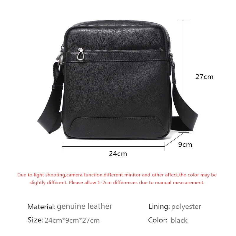 Natural Leather Men\'s Shoulder Bags Men\'s Bag Genuine Leather Black Crossbody Bags for Men Flap Man Messenger Bag Male Bags