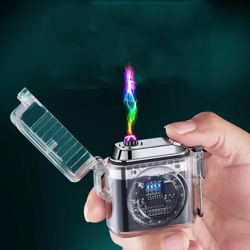 

Windproof Electric Double Arc Lighter Flameless Pulse Portable USB Charging LED Display Lighter Camping Tools