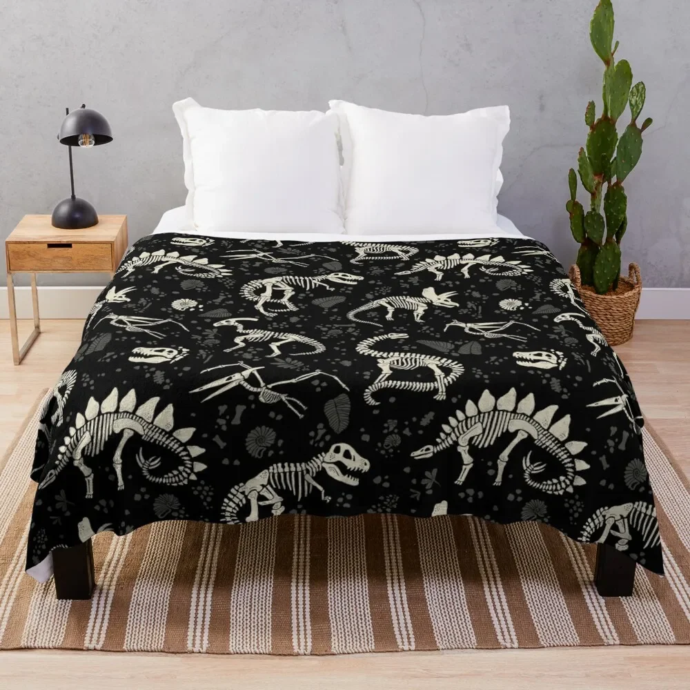 Excavated Dinosaur Fossils Throw Blanket Plaid on the sofa Soft Travel Blankets