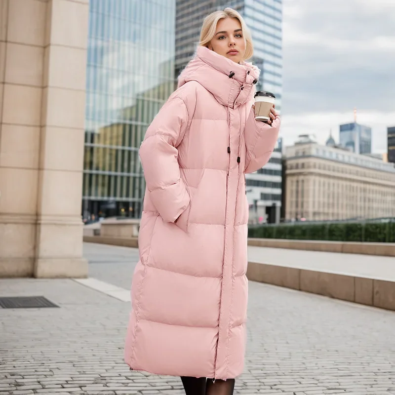 Winter lange Parkas warm verdickte Kapuze Baumwolle gepolsterte Jacke Puffer Jacke Frauen Kleidung lässig losen Schnee anzug wind dichten Mantel