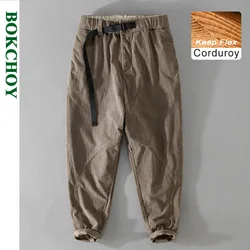 Autumn New Vintage Corduroy Pants Men Clothing Simple Casual Solid Color Elastic Waist Street Joggers Men Trousers F7626
