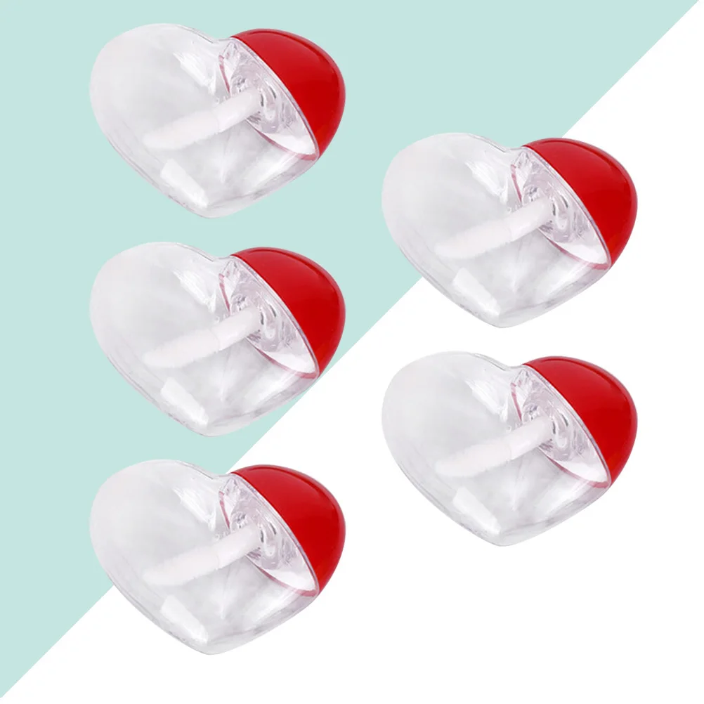 5 tubi per lucidalabbra a forma di cuore, tubi per rossetti in plastica vuoti portatili, riutilizzabili, design staccabile per viaggi a casa