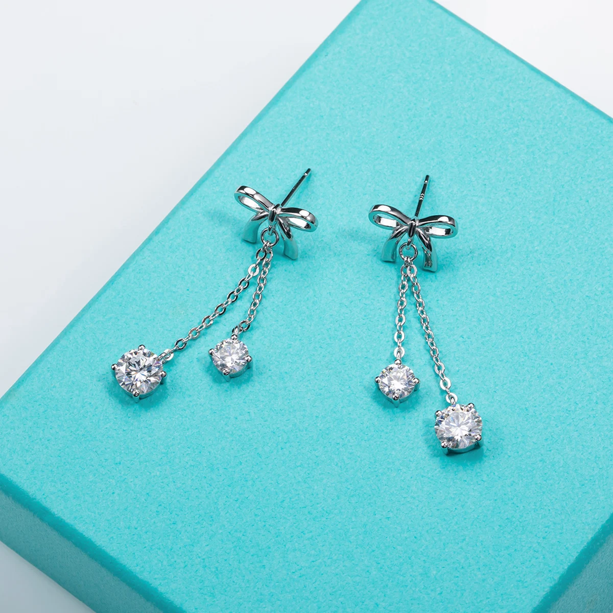 AnuJewel 3cttw D Color Moissanite Diamond Bow Drop Earrings 925 Sterling Silver Stud Earrings Charm Jewelry Wholesale image 4