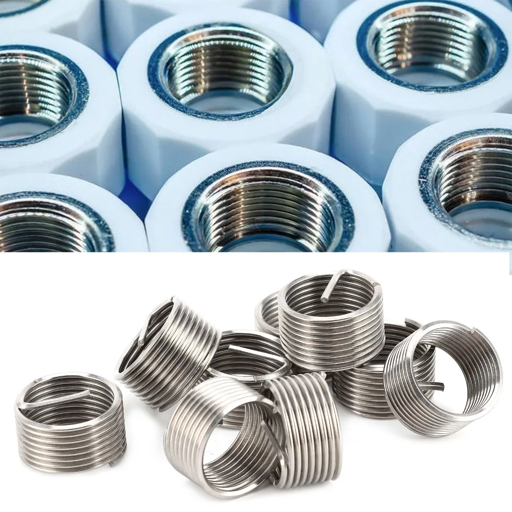 10pcs Durable Thread Repair Insert Kit Precision Sturdy Coiled Threaded Insert Male Female Reducing Nut Automotive Repair