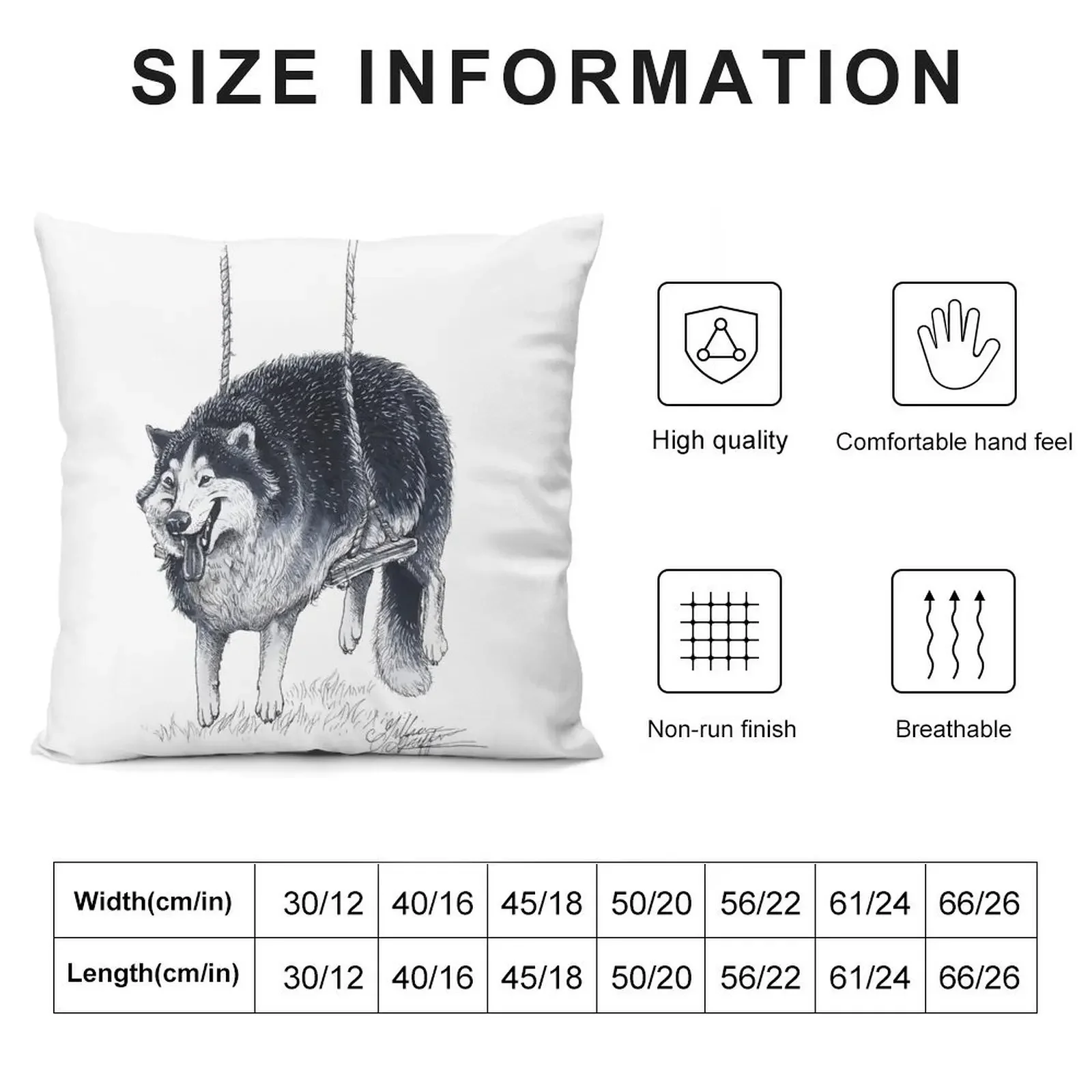 Chonky Husky on a Swing Throw Pillow Sofa Cover Sofa Cushions Covers pillow