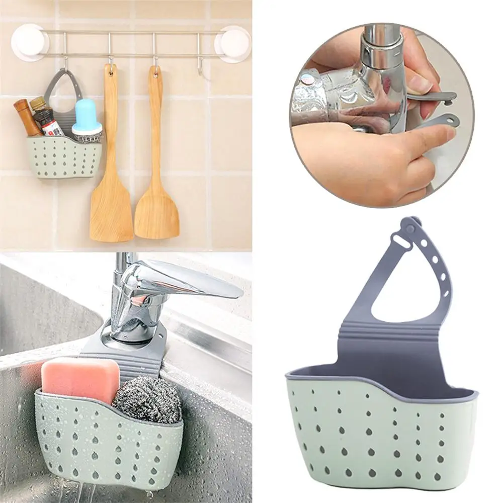 

1Set Kitchen Storage Drain Basket Soap Sponge Holder Kitchen Sink Holder Adjustable Sponge Shelf Hanging Drain Basket Kitchen To