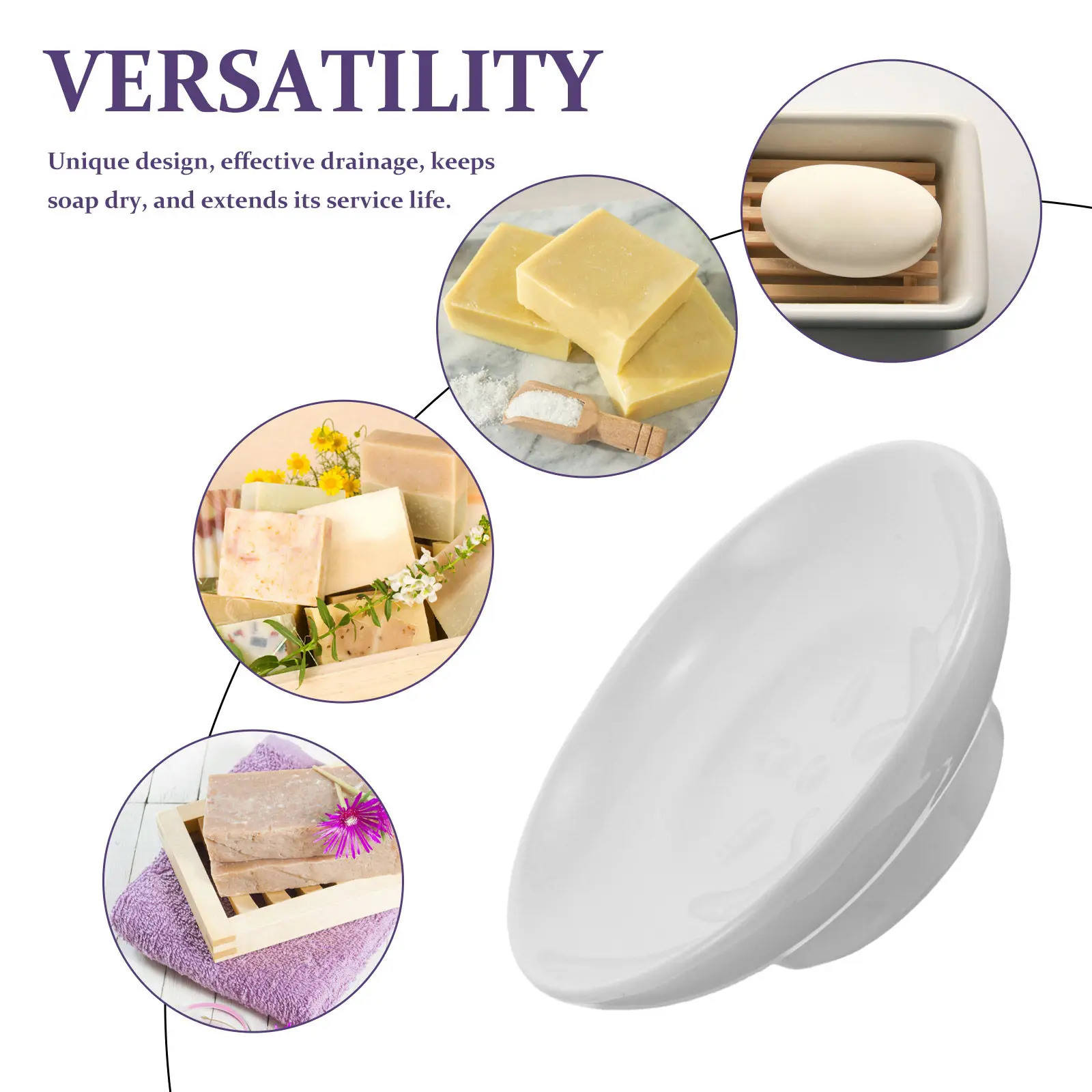 Ceramic Soap Dish Round Vanity Soap Saver Tray for Bathroom Kitchen Sink Jewelry Rings Keys Storage Holder Multi Use