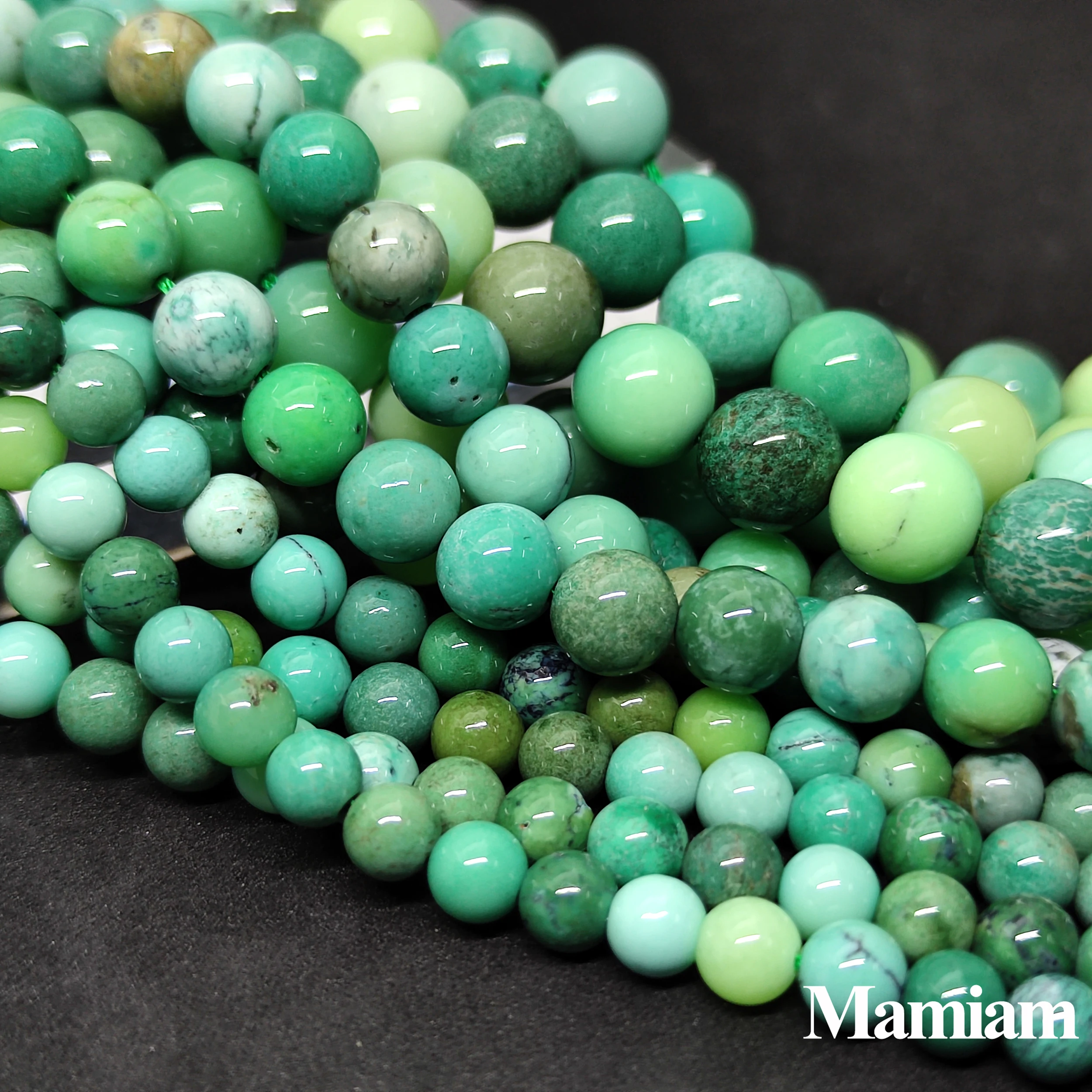 

Mamiam A Green Moss Agate Beads 6mm 8mm 10mm Smooth Loose Round Stone Diy Bracelet Necklace Jewelry Making Gemstone Gift Design