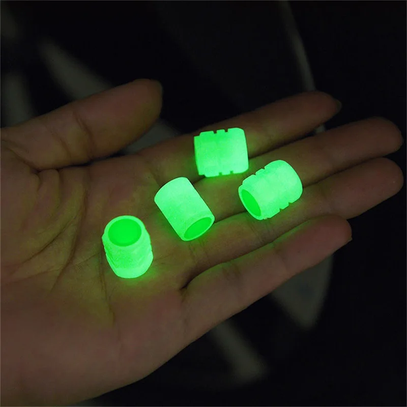 4/8/12/20pcs Luminous Car Tire Valve Caps Fluorescent Motorcycle Bicycle Wheel Tyre Hub Night Glowing Cap Tire Valve Cover Decor