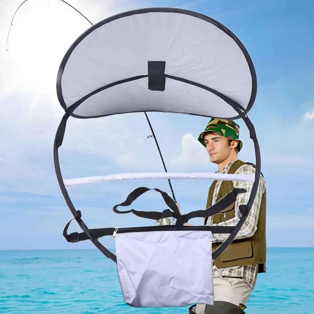 

Visor Large Fishing Umbrella Hat Foldable Sun Protection Double Shoulder Umbrella Portable Hands Free Sun Shade Caps For Camping