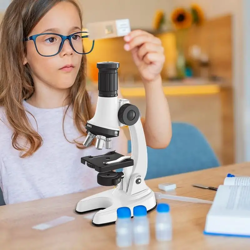 Microscopio educativo con aumento de 1200x para niños, microscopio para principiantes, Kit de ciencia, microscopios biológico potentes educativos para niños