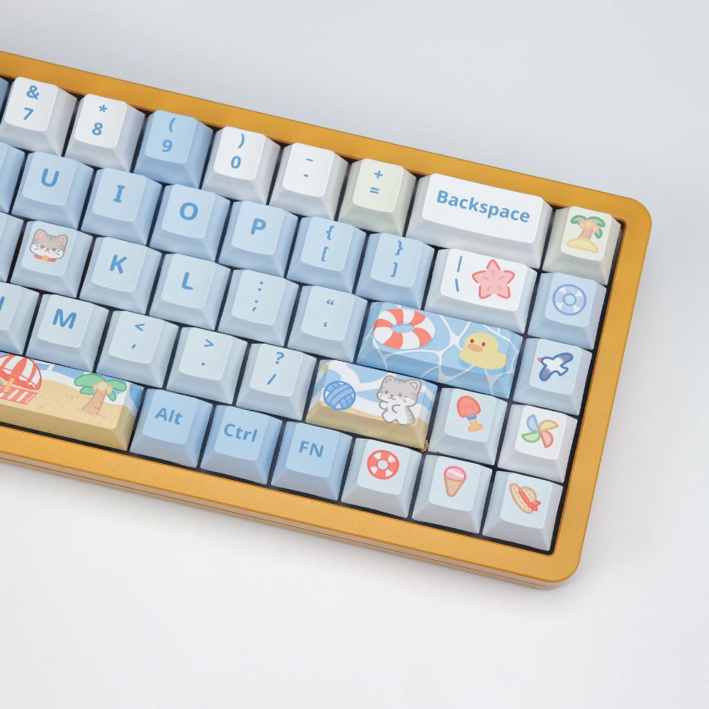 أغطية مفاتيح صيفية للشاطئ لطيفة PBT ذات خمسة جوانب للتسامي لوحة مفاتيح ميكانيكية بارتفاع المصنع الأصلي 61 68 74 87 980