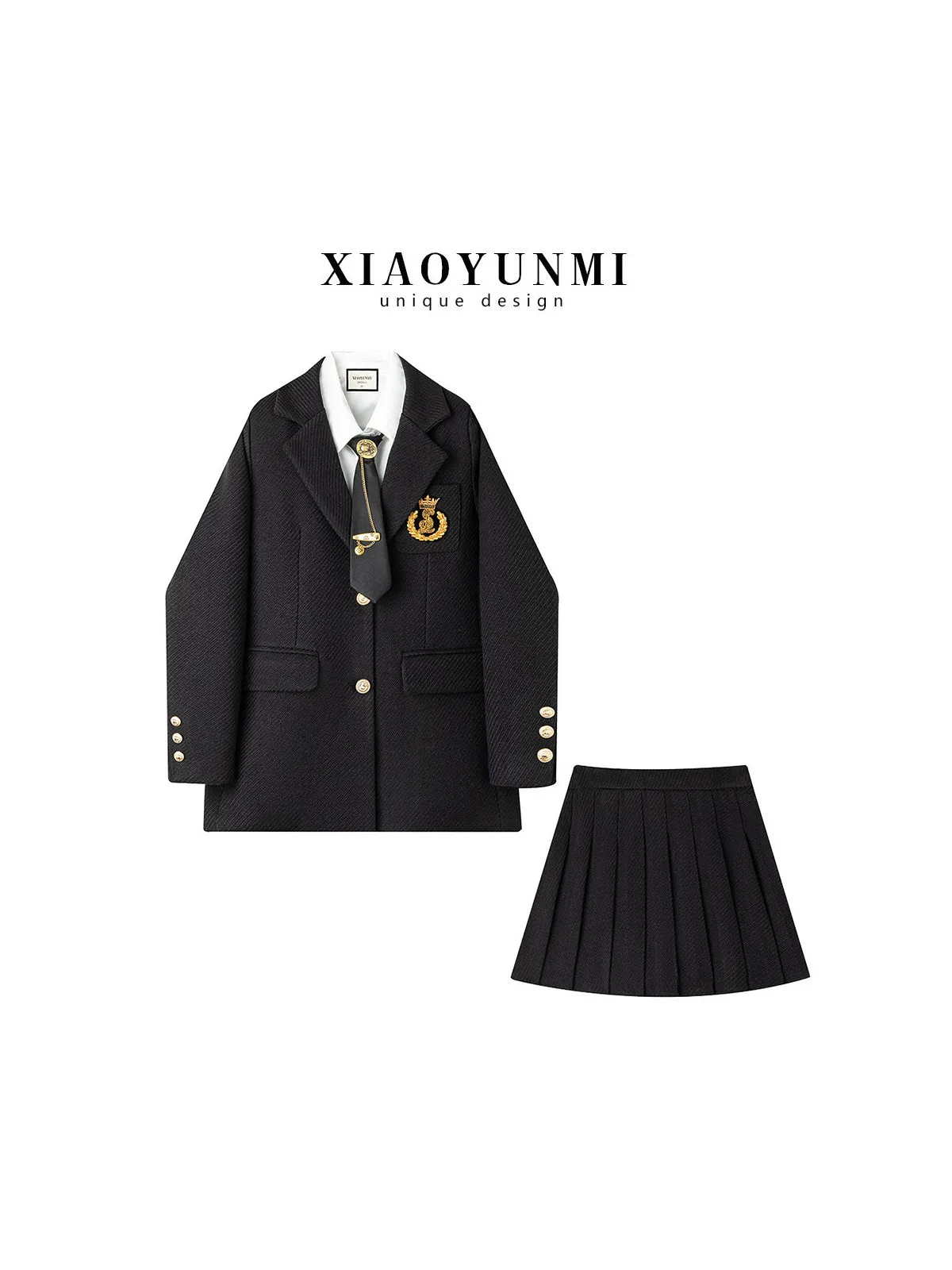 

plus Size Women's College Sle Embroidered Suit Jaet irt Tee Piece Set High Waist Skirt Spring Autumn Faion