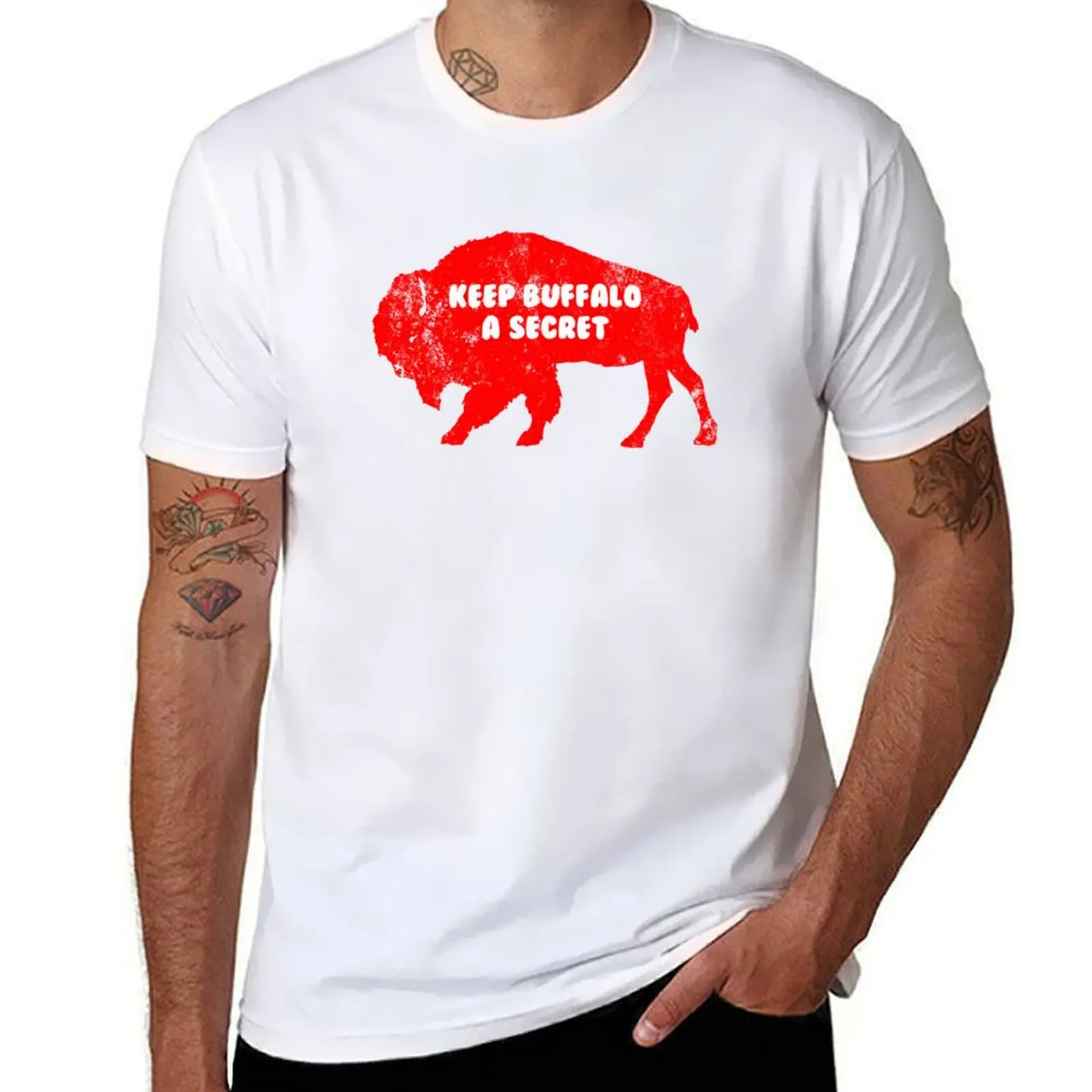 

Keep Buffalo a secret - Grunge T-Shirt luxury clothing labubu oversized customs mens designer t shirt