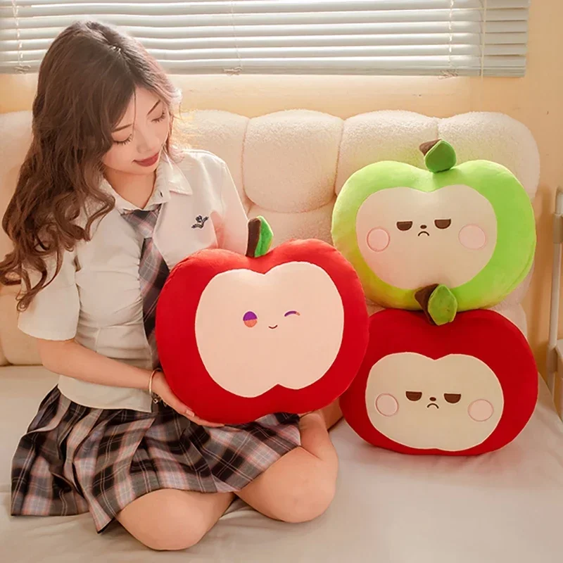 Squishy vermelho ou verde maçã brinquedo de pelúcia travesseiro recheado macio fruta maçã boneca bonito huggable travesseiro crianças presente aniversário natal