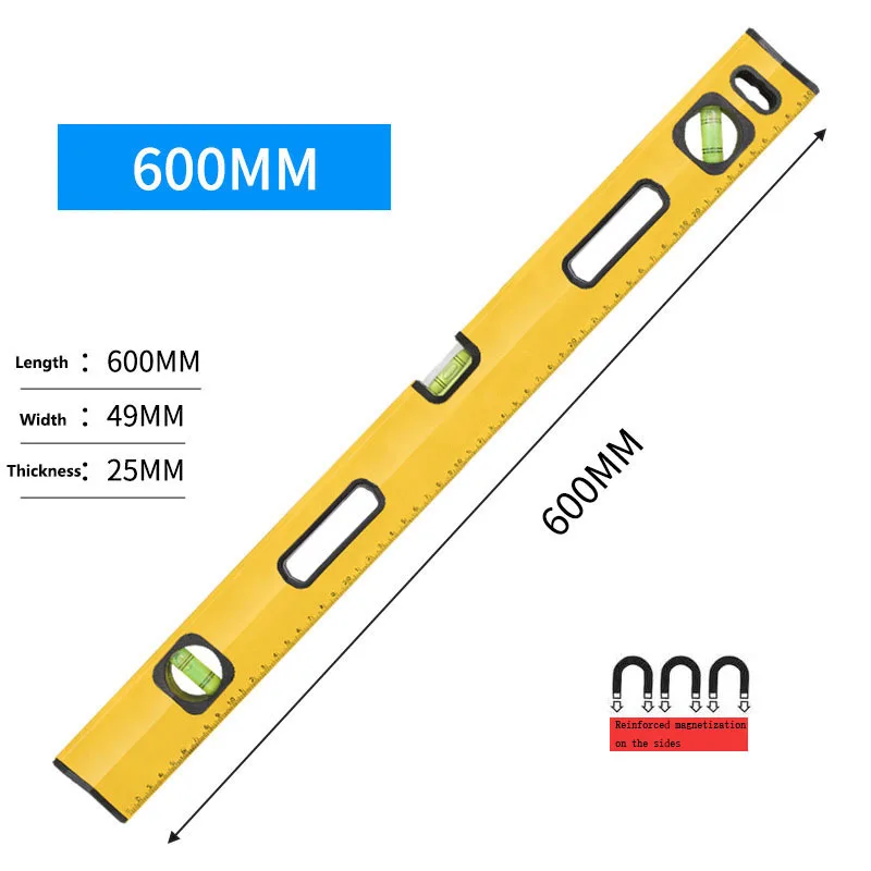 Z50 1PC 600MM High Precision Aluminum Alloy Spirit Level Ruler with Magnetic Construction Bubbles Level Tools Measuring Tools