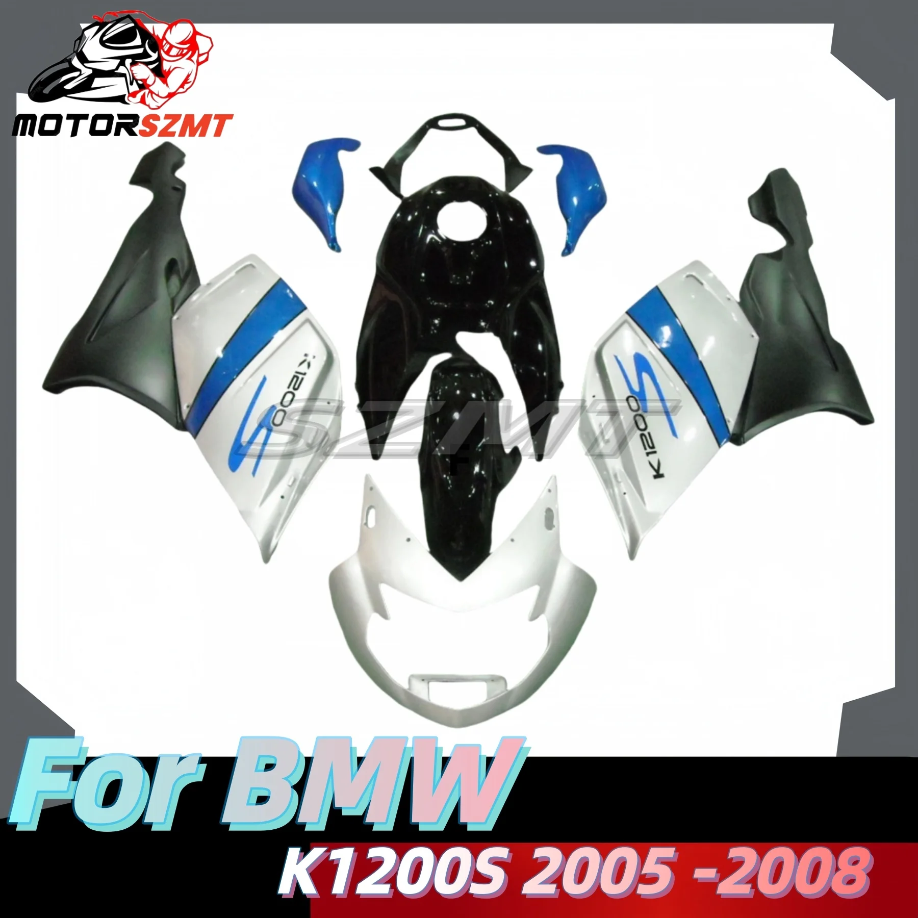 

Motorcycle Accessaries Fairings Kit for BMW K1200S 2005 2006 2007 2008 05 06 07 08 ABS Plastic White Blue Bodywork Set