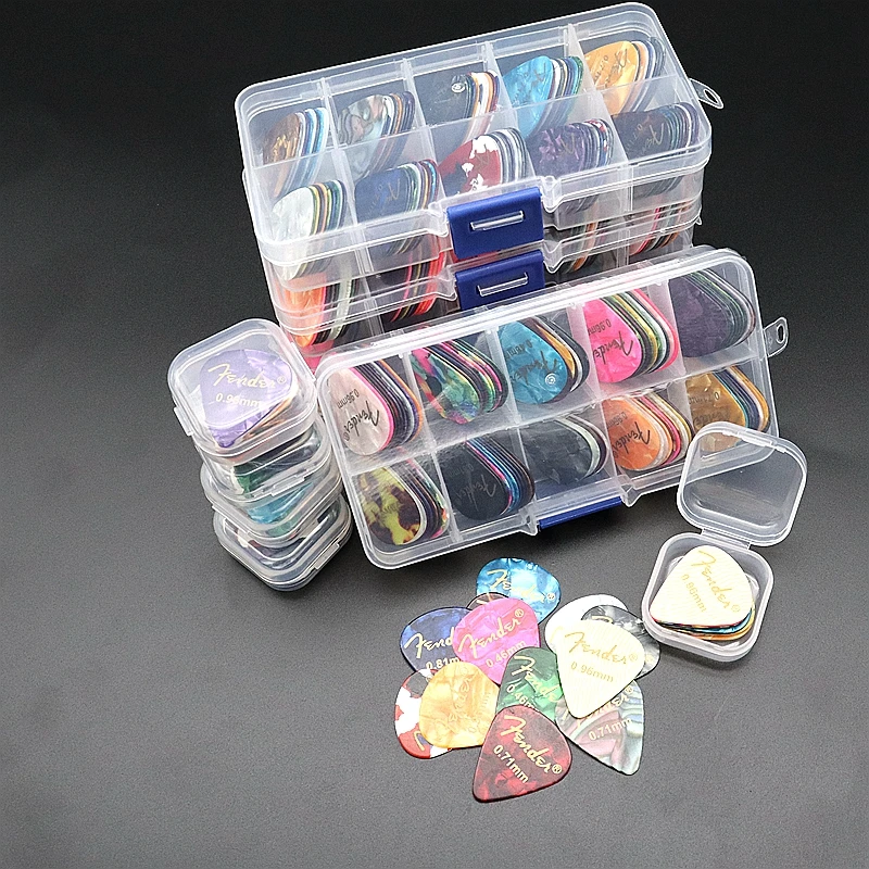 50&100 Pcs Acoustic Electric Guitar Picks Plectrum Celluloid Guitar Picks Accessories with Box Thickness 0.46mm-0.96mm