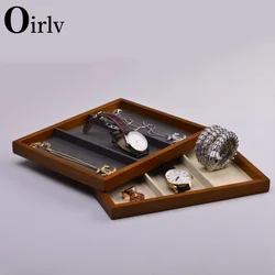 Oirlv Solid Wood Jewelry Tray Ring Earring Display Showcase Jewelry Organizer Watch Necklace Pendant Show Plate Jewelry Storage