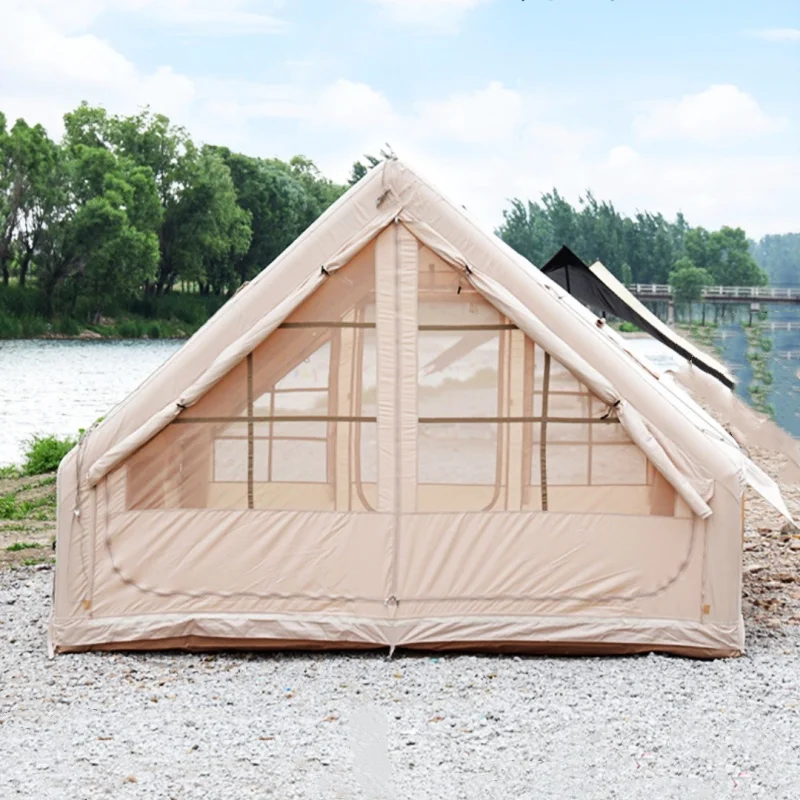 6.3 Outdoor Inflatable Waterproof House Tent With Mosquito Screen 4 Season Removable Large Door Air Tent