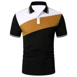 Male Golf Stripe Polo Men's Casual New Short-Sleeved Polo Shirt Solid Color Lapel Fashion Business Sports Breathable T-Shirt Top