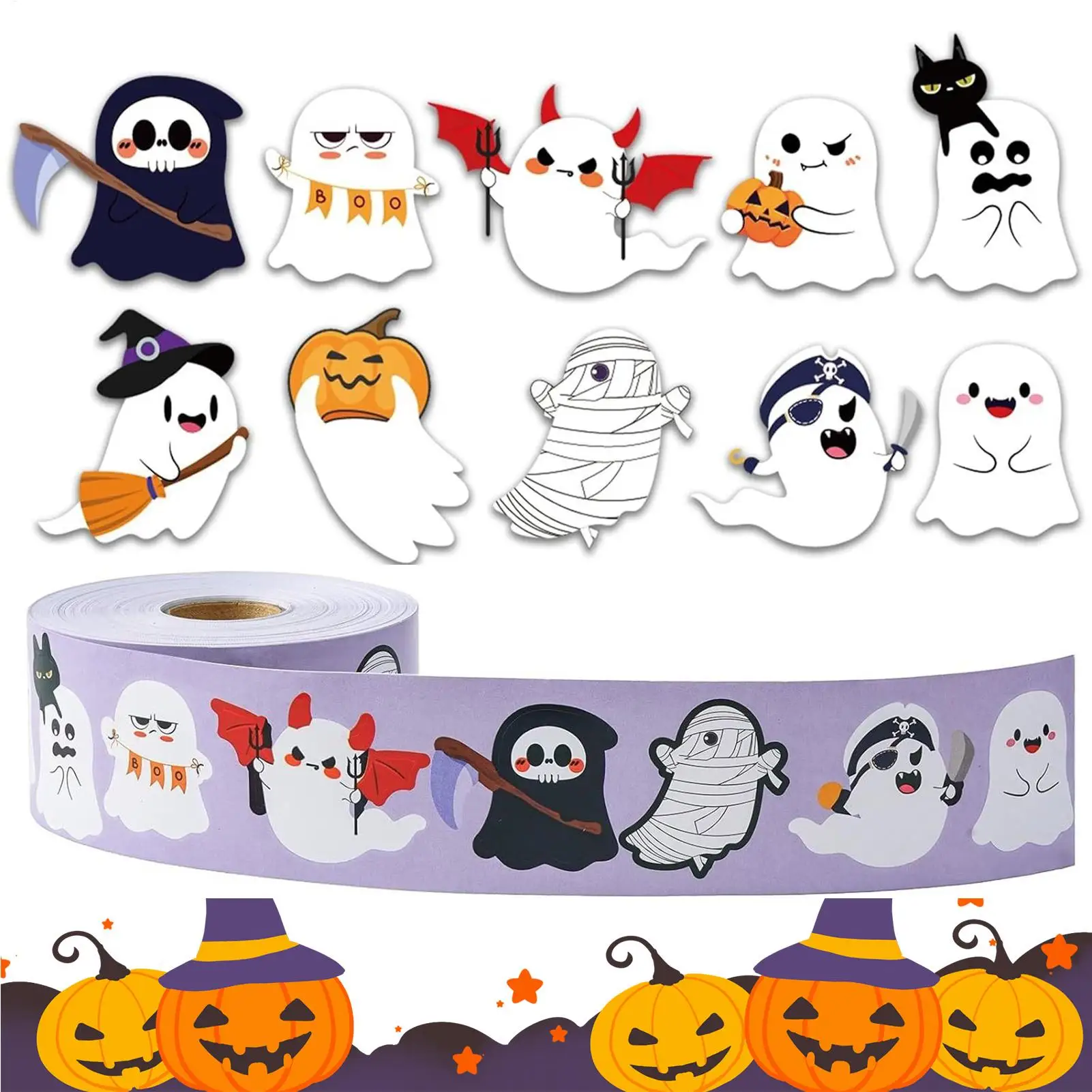 1 Roll Halloween Stickers Scary 500 Pieces Creepy Decoration Horrible Laptop Decal For children Adults Laptop Luggage Skateboard