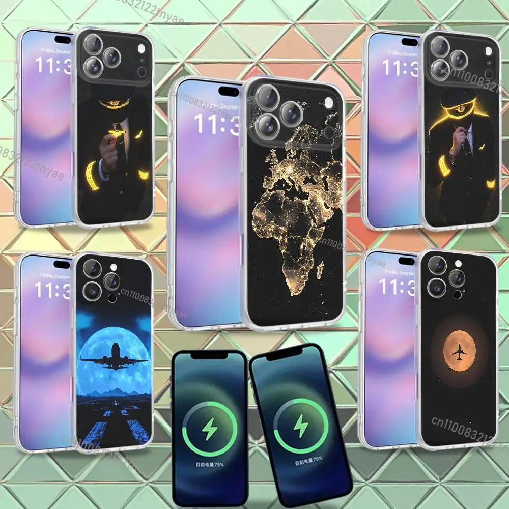 Airplane Pilot Epaulette Casing Phone Case For iPhone 16,14,11,17,13,15,12,Air,Plus,Pro,Max,E,Mini Frosted for Magnetic Wireless