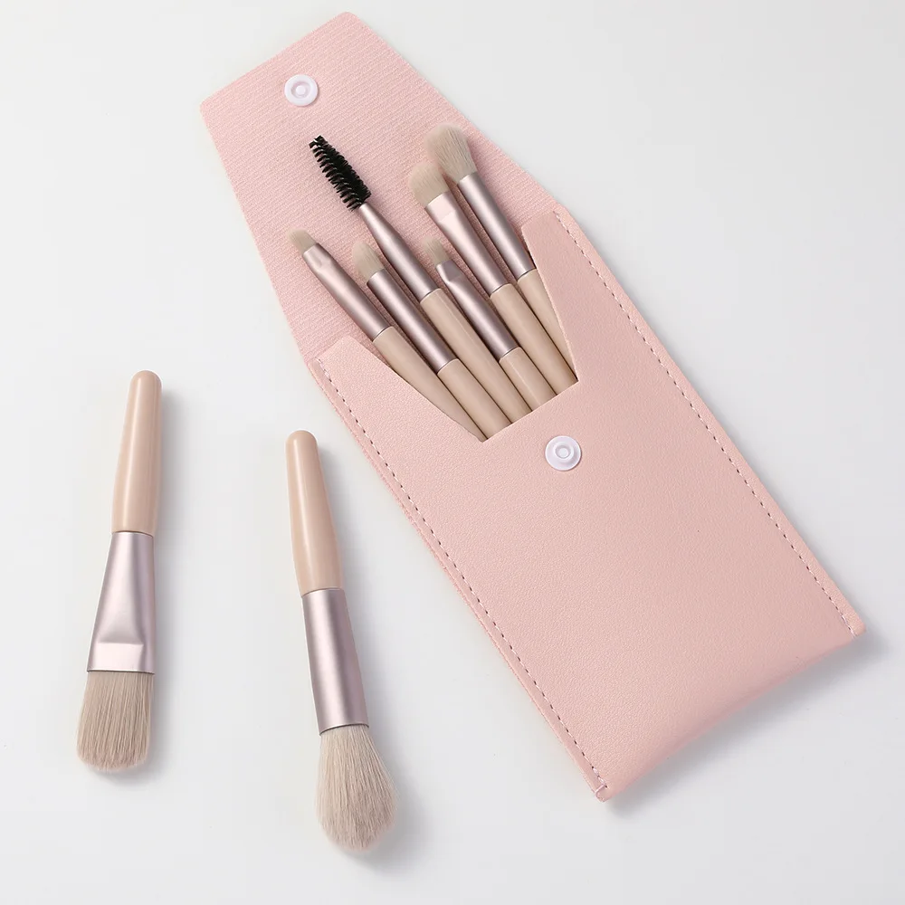 Mini makeup brush set portable makeup beginner soft hair beauty tool bristles material fiber plastic brush handle