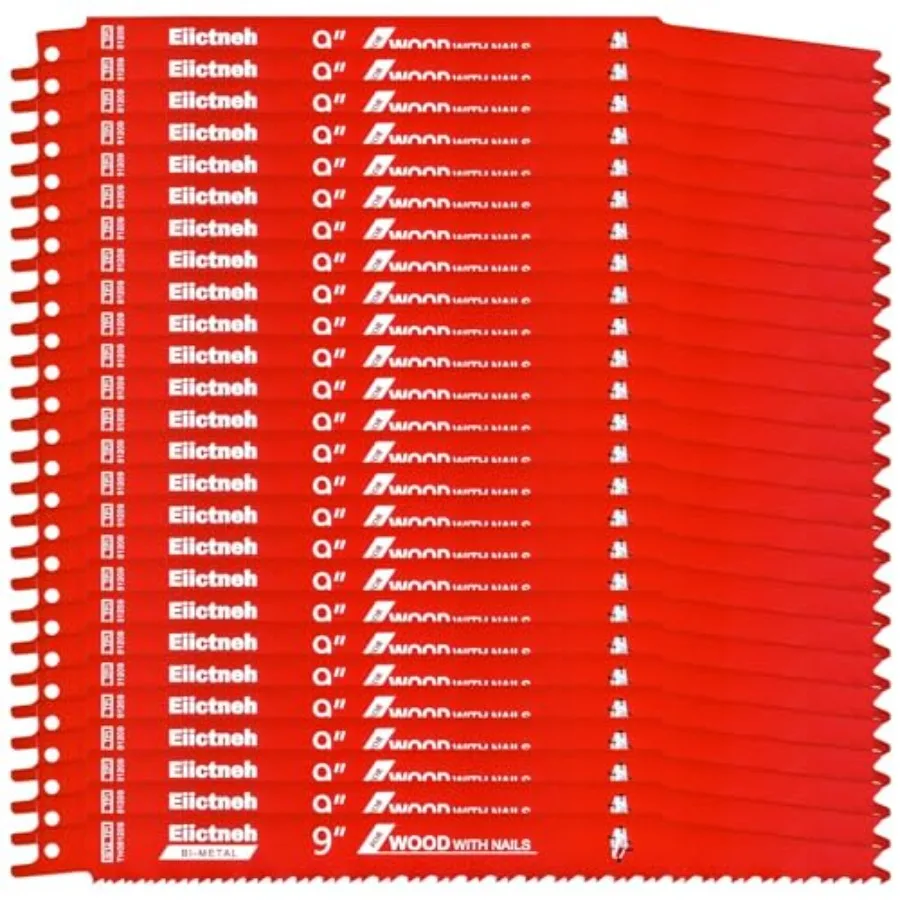

25 Pack/12 TPI Stud and Nail Sawzall Blades - Bi-Metal Reciprocating Blades for Cutting Nail-Embedded Wood Metal and PVC with S