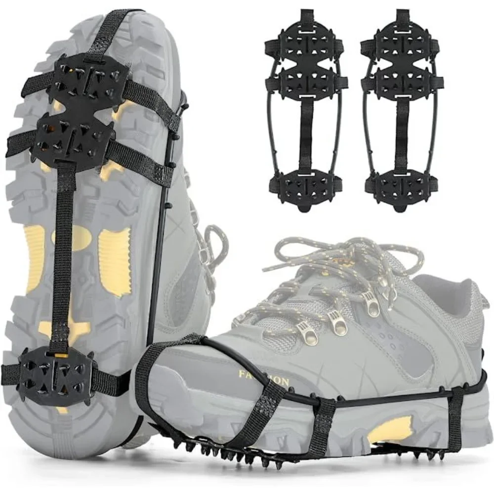 1 Pair M L Crampons Shoes Cover 24 Teeth Anti-Slip Ice Grips Gripper Shoes Boot Hiking Ice Climbing Shoe Spikes Climbing Chain