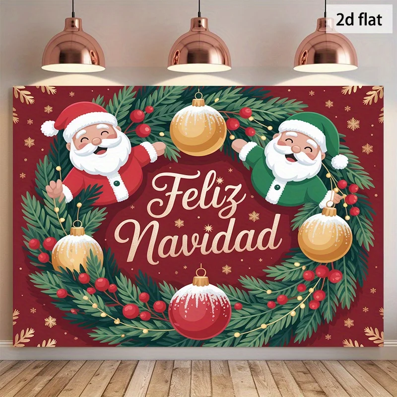 Paquete de 1 pancarta navideña, telón de fondo rojo y verde para fiesta navideña, cartel de fondo para fotografía de fiesta de Navidad