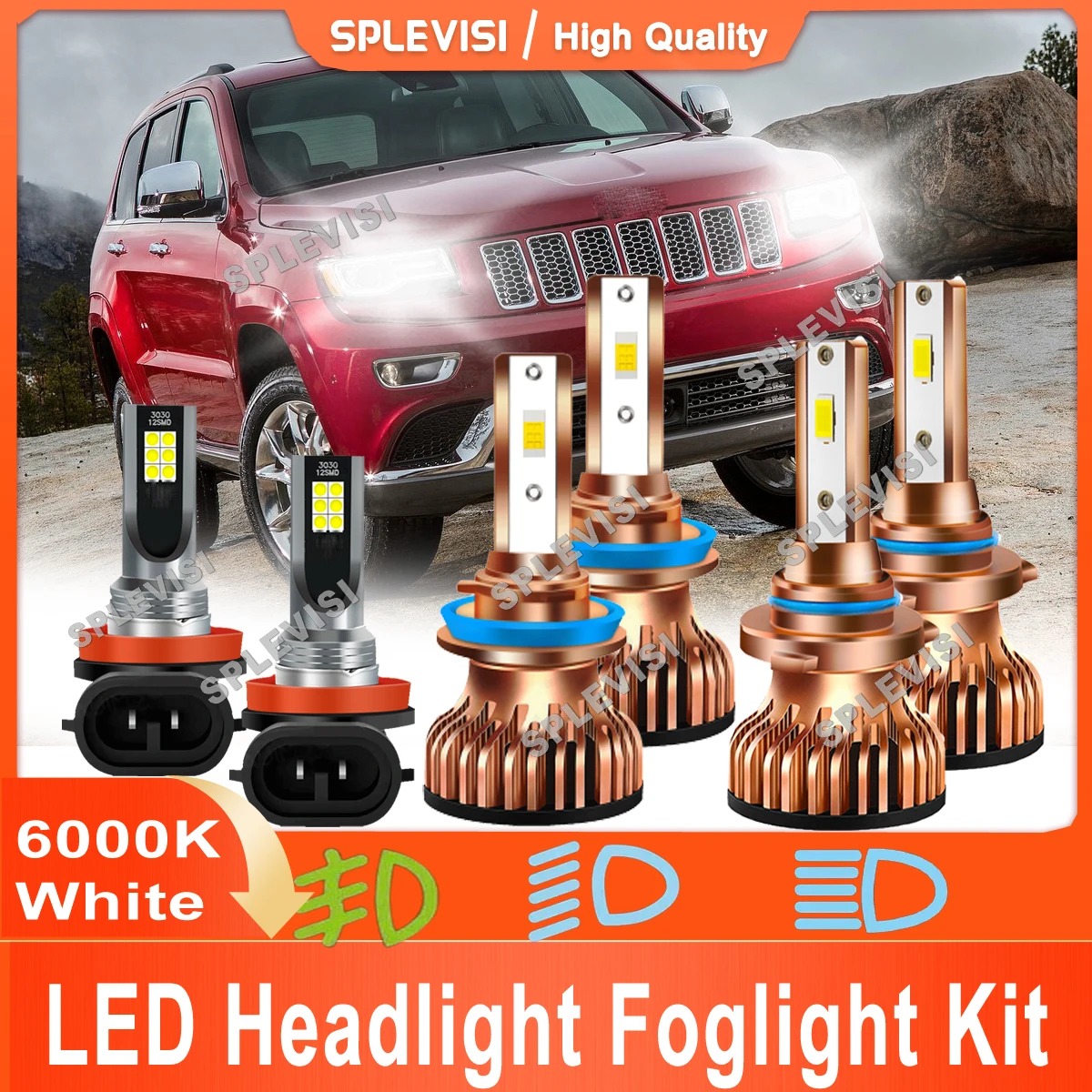 

Car Light 9005 High H11 Low H11 Foglight Replace For Jeep Grand Cherokee 2014 2015 2016 2017 2018 Clear White Lights Plug & Play