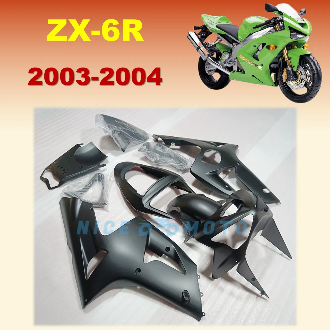 

Новый комплект обтекателей из АБС-пластика, подходит для Ninja ZX6R 2003 2004 ZX-6R 03 04 ZX 6R, матовый черный корпус