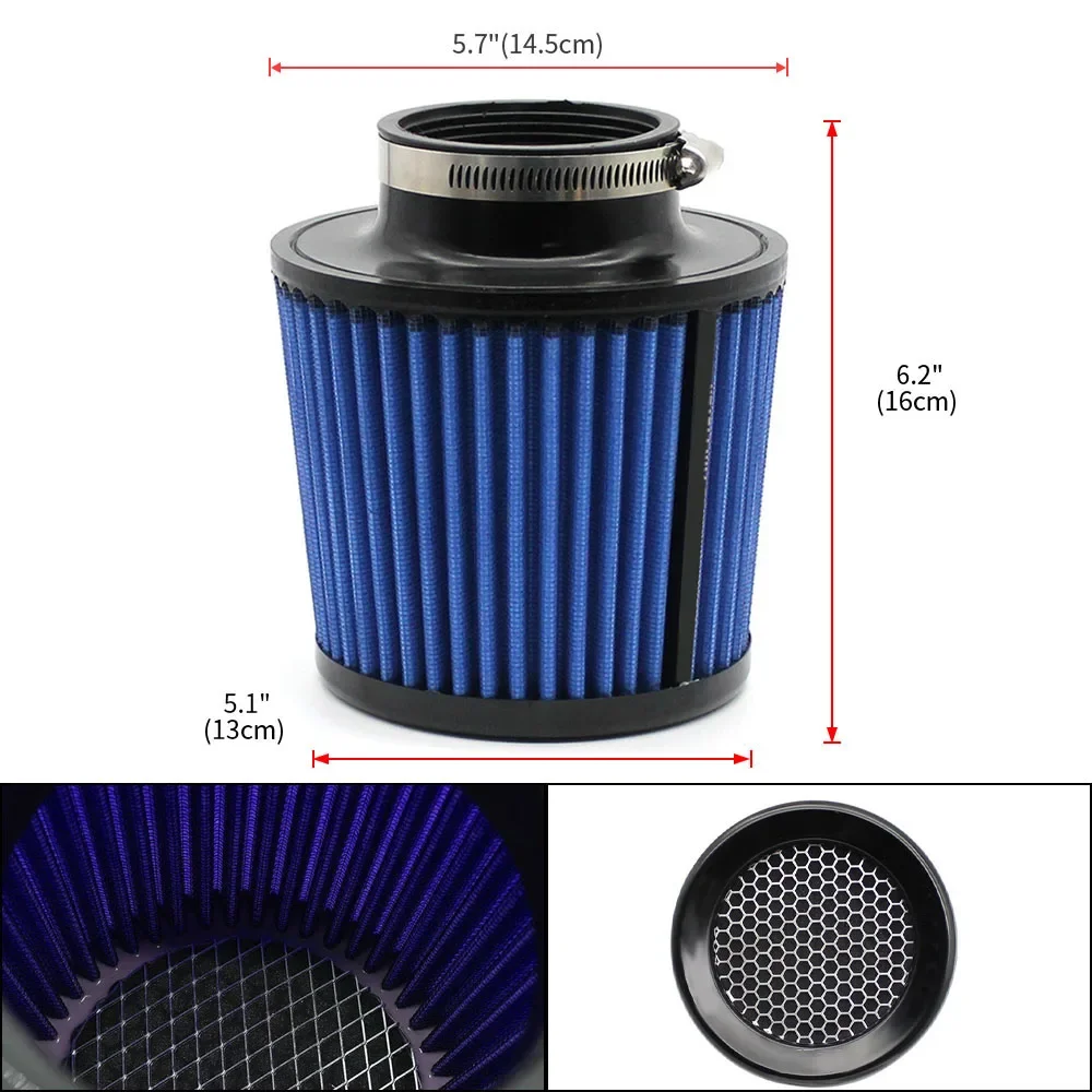 76mm 3inch High Flow Air Filter Cold Air Intake Universal Car Round Cone Turbo Filter Sport Racing Car Engine Air Inlet Washable