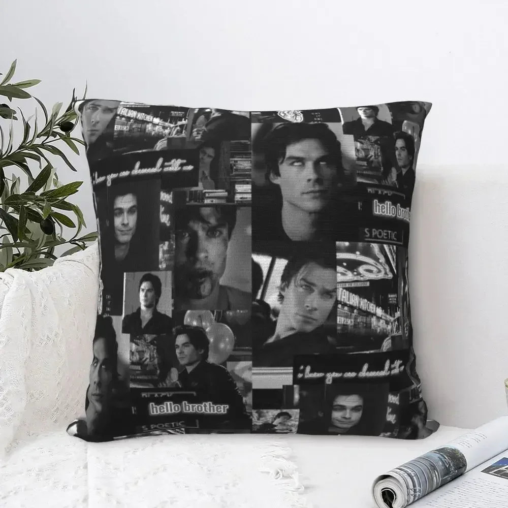 Damon Salvatore The Vampire Diaries Pillow Case55x55cm Decor Home Horror TV Show Modern Cushion Cover Car Pillowcase 45x45cm