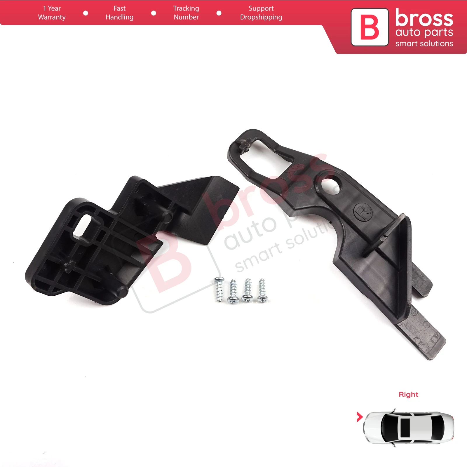 BHL537 Car Headlight Headlamp Housing Repair Mount Holder Bracket Tab Clips Right Side for Citroen C-Elysee 2012-2017 9675140380