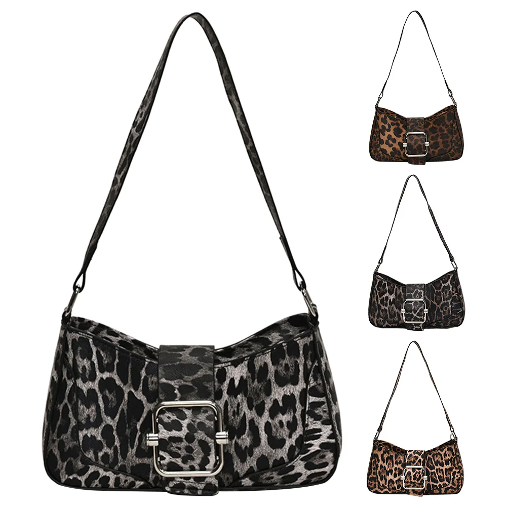 กระเป๋าสะพายไหล่สําหรับผู้หญิงเสือดาวพิมพ์ใต้วงแขนกระเป๋าหนัง PU Hobo กระเป๋าคลัทช์กระเป๋าสําหรับทํางานท่องเที่ยวช้อปปิ้ง