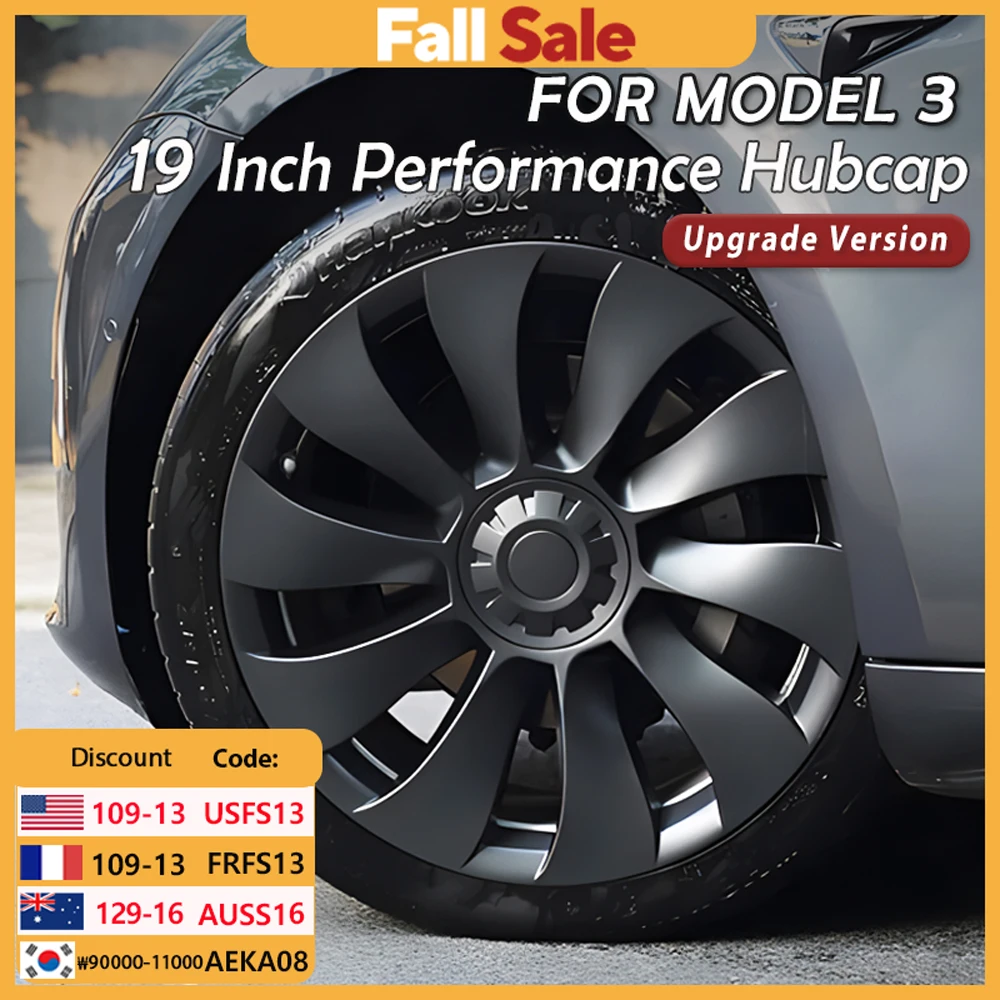 4PCS Hub Cap for Tesla Model 3 19 Inch Performance Replacement Wheel Cap Rim Cover Hubcap Full Cover Car Accessories 2017-2023