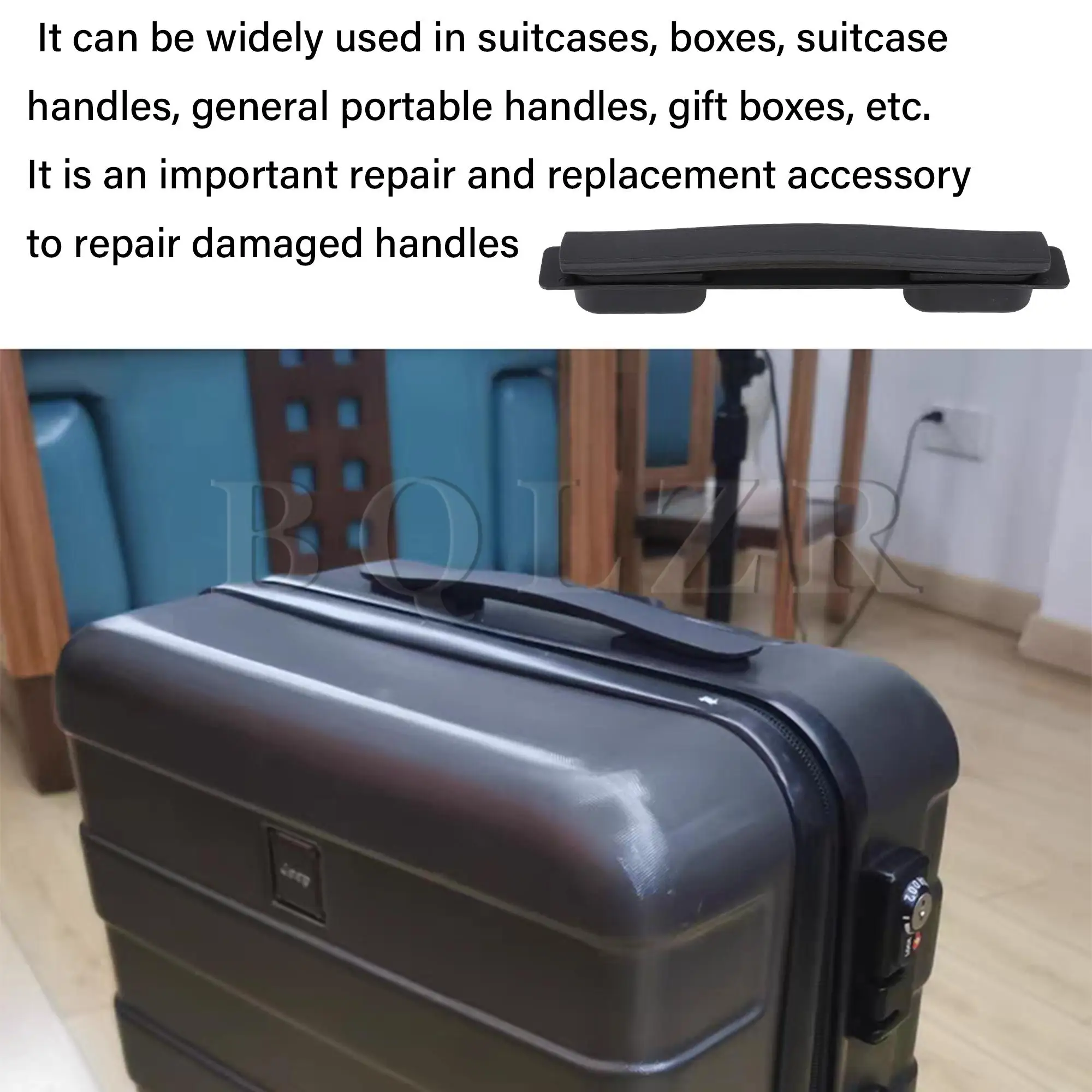 BQLZR 2 Pcs Plastic Suitcases Luggages Handles 9.25 inches Length B113/B115/B116 Black