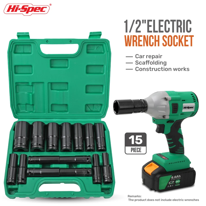 

Hi-Spec 10/15/20 шт. 1/2 "привод метрическая удлиненная головка набор шестиугольных ударных втулок набор гаечных ключей для пневматических инструментов для ремонта